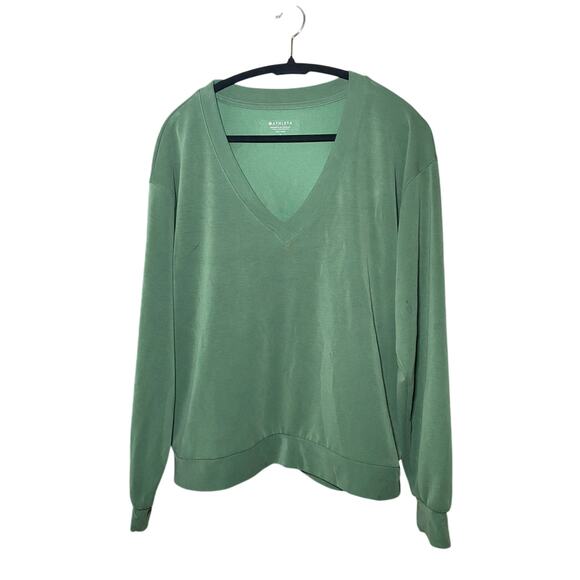 Athleta Green V-Neck Long Sleeve Sweater - Buttery Soft - Picture 1 of 13